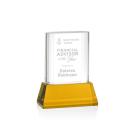 Downey on Base Amber Rectangle Crystal Trophy