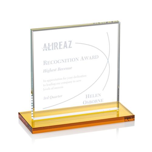 Awards and Plaques - Crystal Trophies - Bower Amber Crystal Trophy