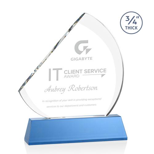 Awards and Plaques - Crystal Trophies - Yanez on Helton Sky Blue Peaks Crystal Trophy