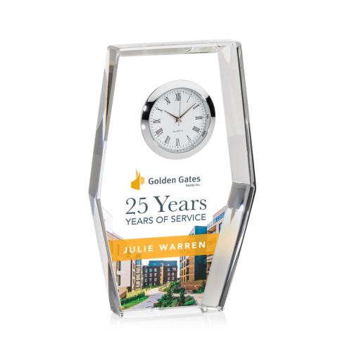 Awards and Plaques - Crystal Trophies - Crystal Clocks - Layton Full Color Clock