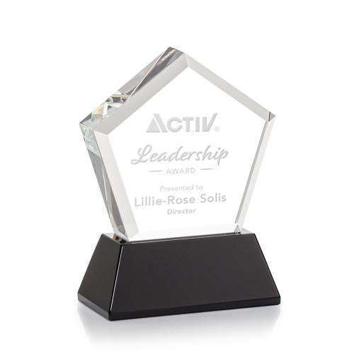 Awards and Plaques - Crystal Trophies - Costa on Base Black Polygon Crystal Trophy