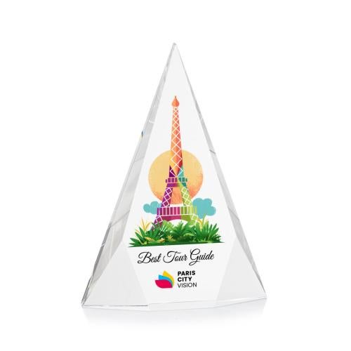 Awards and Plaques - Crystal Trophies - Bragg Full Color Clear Pyramid Crystal Trophy