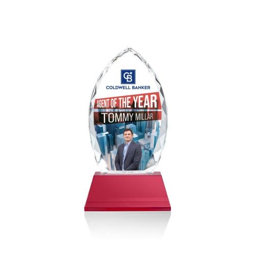 Awards and Plaques - Crystal Trophies - Grossman Full Color on Helton Red Peaks Crystal Trophy