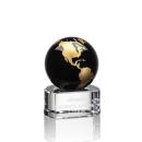 Sawyer Black/Gold Globe Crystal Trophy