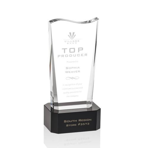 Awards and Plaques - Crystal Trophies - McCord on Base Black Unique Crystal Trophy