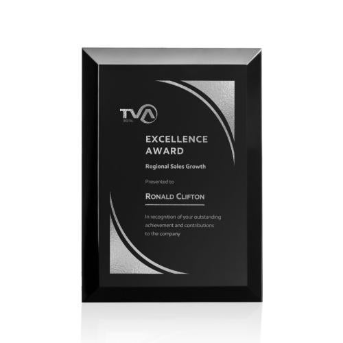 Awards and Plaques - Wall Plaque Awards - Black Crystal Plaque - Silver
