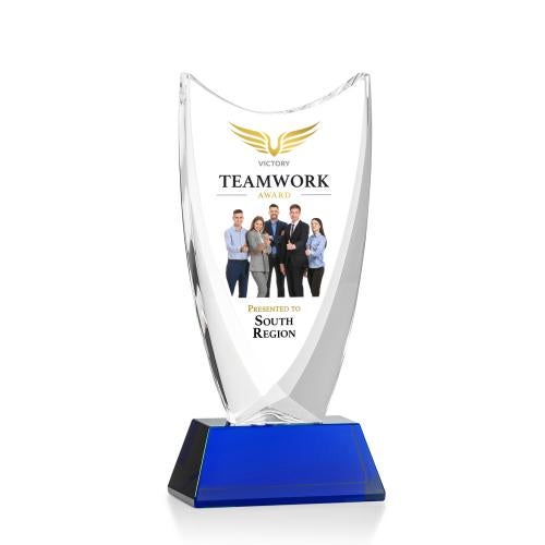 Awards and Plaques - Crystal Trophies - Singleton Full Color Blue Peaks Crystal Trophy