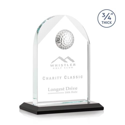 Awards and Plaques - Crystal Trophies - Cortez Golf Black Globe Crystal Trophy