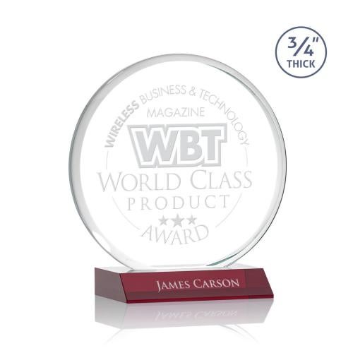 Awards and Plaques - Crystal Trophies - Juarez Red Circle Crystal Trophy