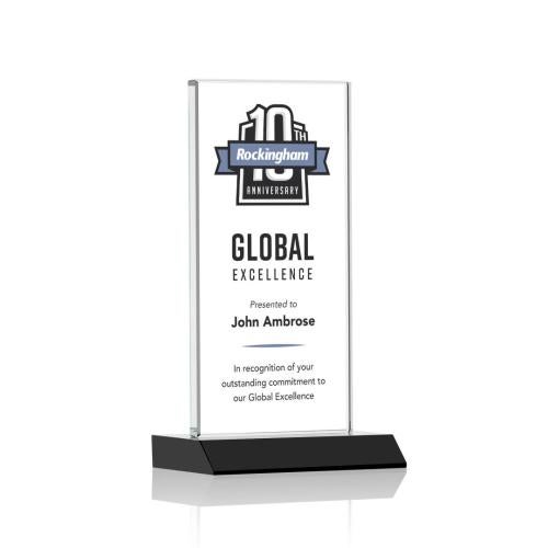 Awards and Plaques - Crystal Trophies - Stanley Full Color Black Rectangle Crystal Trophy