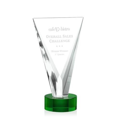 Awards and Plaques - Crystal Trophies - Michaels Green Unique Crystal Trophy