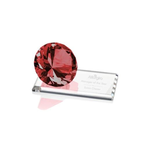Awards and Plaques - Crystal Trophies - Diamond on Starfire Ruby Crystal Trophy