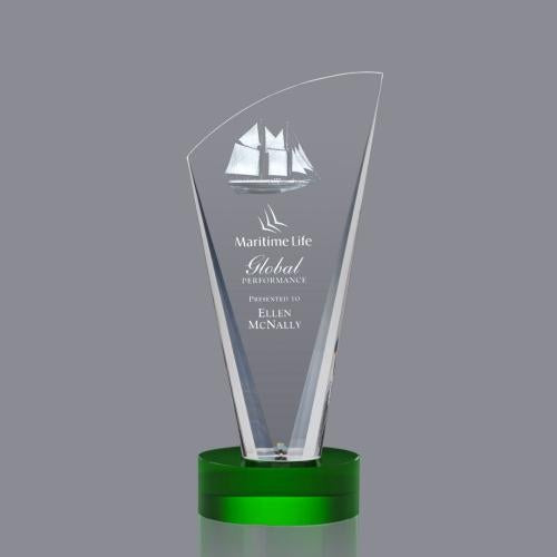 Awards and Plaques - Crystal Trophies - Bunch 3D Green Peaks Crystal Trophy