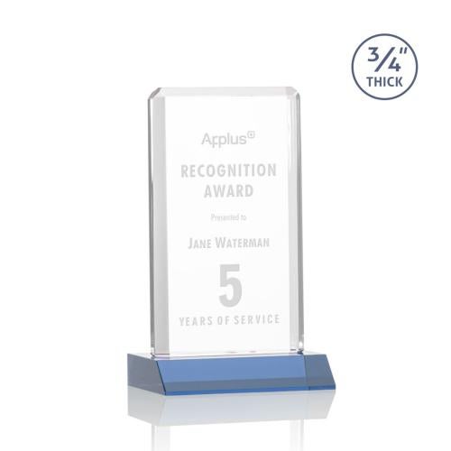 Awards and Plaques - Crystal Trophies - Stubbs Sky Blue Rectangle Crystal Trophy