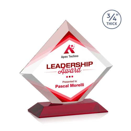 Awards and Plaques - Crystal Trophies - Carlson Full Color Red Crystal Trophy