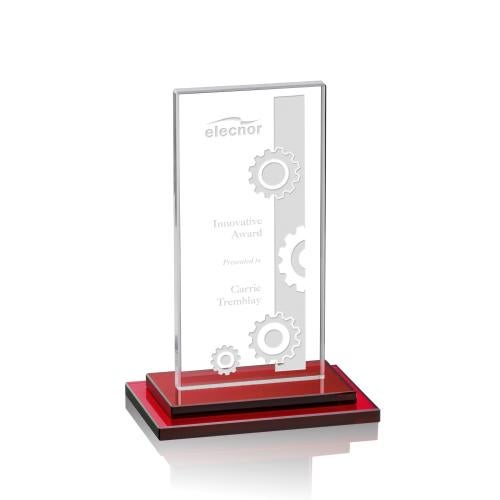 Awards and Plaques - Crystal Trophies - Carlton Red Rectangle Crystal Trophy