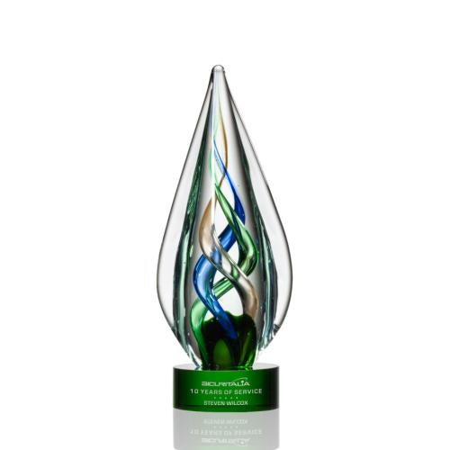 Awards and Plaques - Glass Trophies - Art Glass Trophies - Nieto Green Glass Trophy