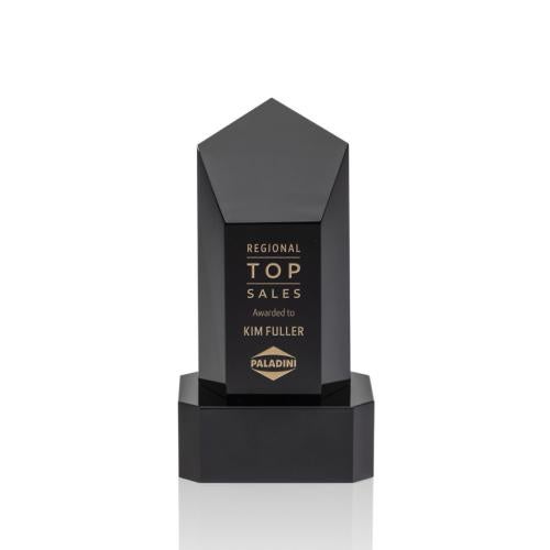 Awards and Plaques - Crystal Trophies - McFadden on Base Black/Black Towers Crystal Trophy