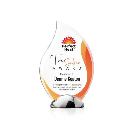 Awards and Plaques - Crystal Trophies - Akers Full Color Flame Crystal Trophy