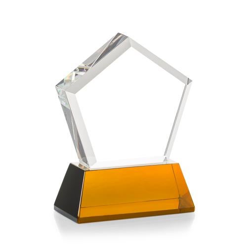 Awards and Plaques - Crystal Trophies - Costa on Base Amber Crystal Trophy