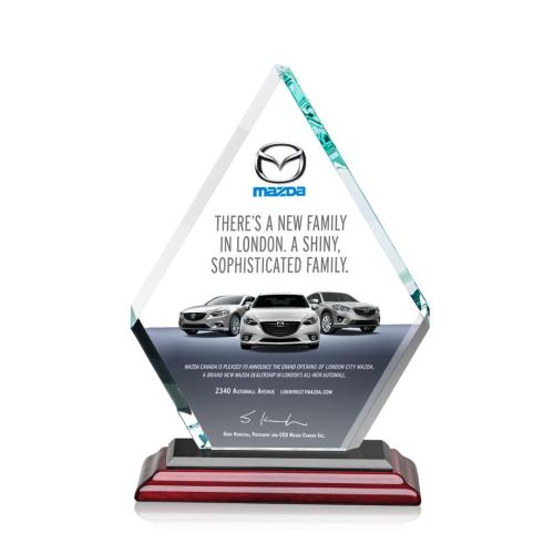 Awards and Plaques - Crystal Trophies - Curry Full Color Rosewood Crystal Trophy