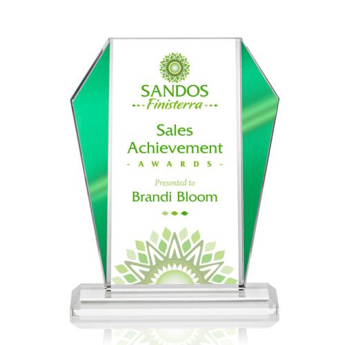 Awards and Plaques - Crystal Trophies - Swain Full Color Green Peaks Crystal Trophy