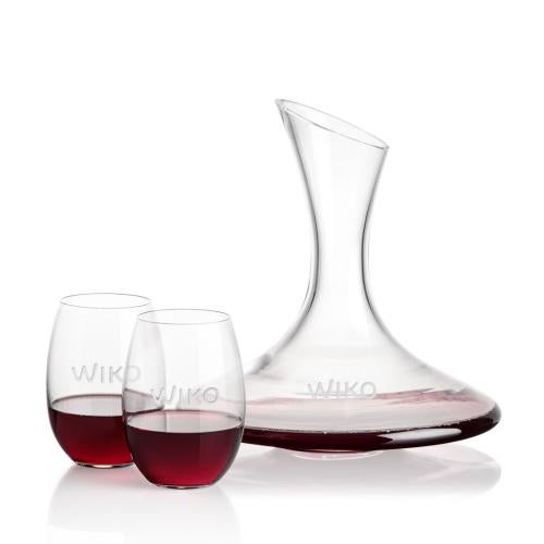 Custom Barware Glasses - Carafes - Godfrey Carafe & Randolph Stemless Wine