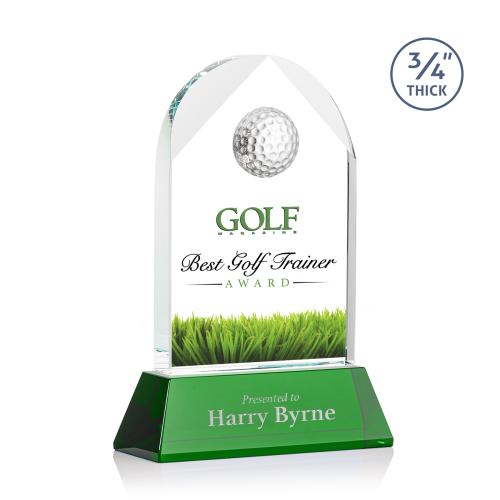 Awards and Plaques - Crystal Trophies - Cortez Golf on Helton Full Color Green Globe Crystal Trophy