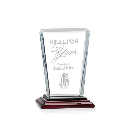 Awards and Plaques - Crystal Trophies - Frank Rosewood Rectangle Crystal Trophy