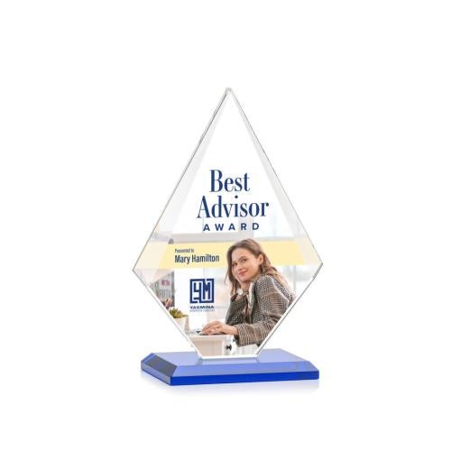 Awards and Plaques - Crystal Trophies - Lujan Full Color Blue Crystal Trophy