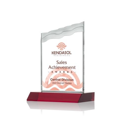 Awards and Plaques - Custom Trophies - Bowden Full Color Red Peaks Crystal Trophy