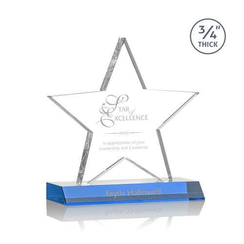 Awards and Plaques - Crystal Trophies - Ibarra Star Sky Blue Crystal Trophy