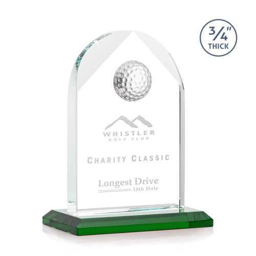 Awards and Plaques - Crystal Trophies - Cortez Golf Green Globe Crystal Trophy