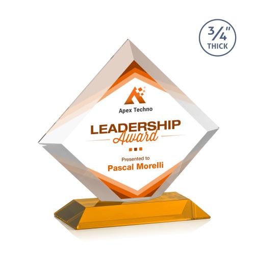 Awards and Plaques - Crystal Trophies - Carlson Full Color Amber Crystal Trophy