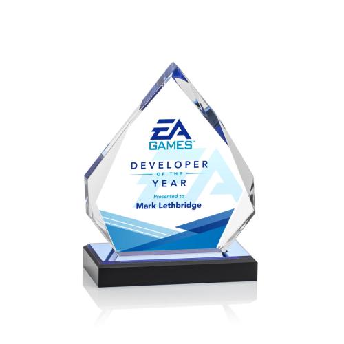 Awards and Plaques - Acrylic Trophies - McCarthy Full Color  Blue Polygon Acrylic Trophy