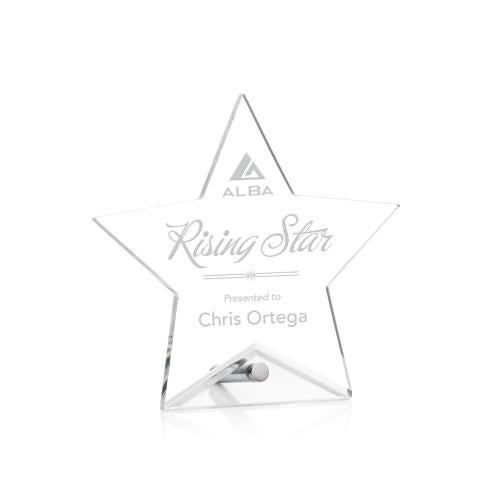 Awards and Plaques - Acrylic Trophies - Jewell Star Silver Acrylic Trophy