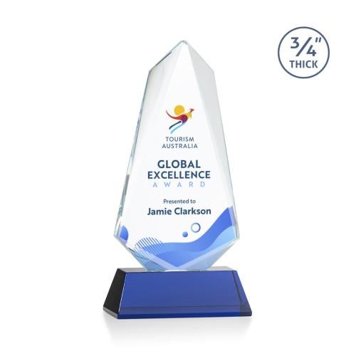 Awards and Plaques - Crystal Trophies - McMullen Full Color on Helton Blue Unique Crystal Trophy