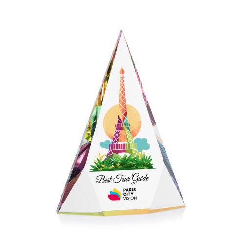 Awards and Plaques - Crystal Trophies - Bragg Full Color Prismatic Pyramid Crystal Trophy
