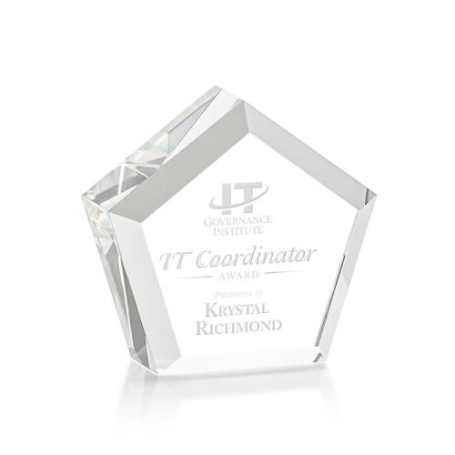 Awards and Plaques - Crystal Trophies - Crystal Paperweights - Costa Desktop Polygon Crystal Trophy