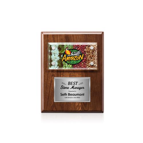 Awards and Plaques - Wall Plaque Awards - Woodward Full Color Plaque - Walnut/Silver