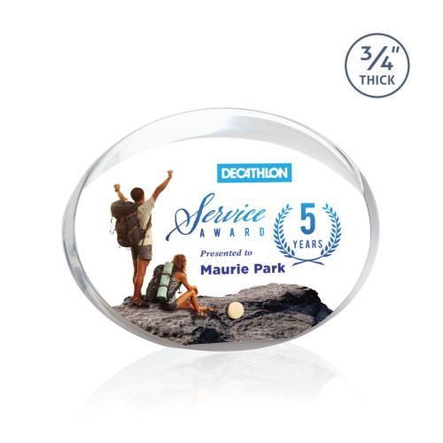 Awards and Plaques - Acrylic Trophies - Huggis Full Color Gold Circle Acrylic Trophy