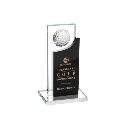 Awards and Plaques - Crystal Trophies - Oleary Golf Black Rectangle Crystal Trophy