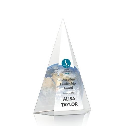 Awards and Plaques - Crystal Trophies - Carpenter Peak Full Color Pyramid Crystal Trophy