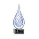 Striation on Plated Crystal Base Black Tear Drop Glass Trophy