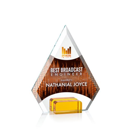 Awards and Plaques - Crystal Trophies - Norman Full Color Amber Crystal Trophy