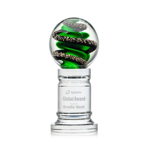 Awards and Plaques - Glass Trophies - Art Glass Trophies - Boykin Towers on Crystal Pedestal Base Glass Trophy