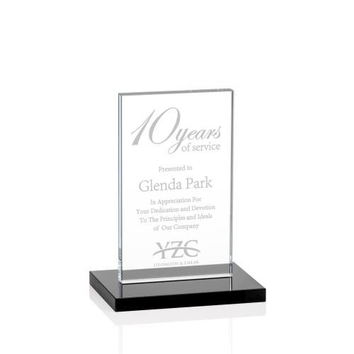 Awards and Plaques - Crystal Trophies - Riggs Black Rectangle Crystal Trophy