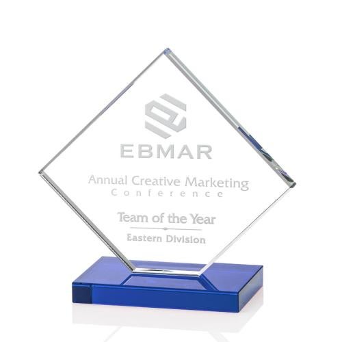 Awards and Plaques - Crystal Trophies - Argueta Blue Crystal Trophy