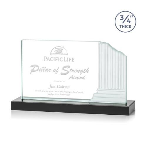 Awards and Plaques - Crystal Trophies - Marsh Black Rectangle Crystal Trophy