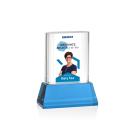 Downey Full Color on Base Sky Blue Rectangle Crystal Trophy